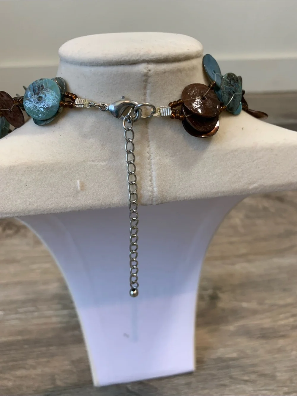 Double-Strand Blue and Brown Disc Necklace